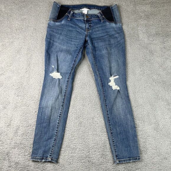 Ingrid‎ & Isabel Jeans Womens 8 Maternity Skinny Side Stretch Panels Distressed - Picture 1 of 12